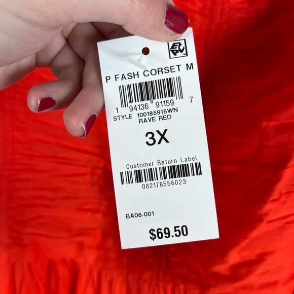 NWT On 34th Womens Red Midi Dress Size 3X Ruched Vibrant Sundress Picnic Beach - Picture 7 of 13